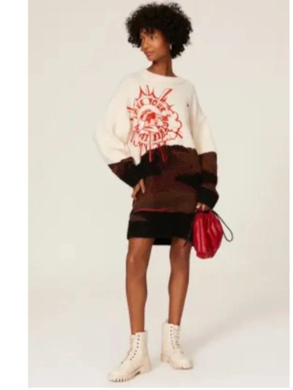 Tommy Hilfiger Sweater Dress Love Your Mother Earth Tunic Wool blend Mini Cozy M - Picture 14 of 14